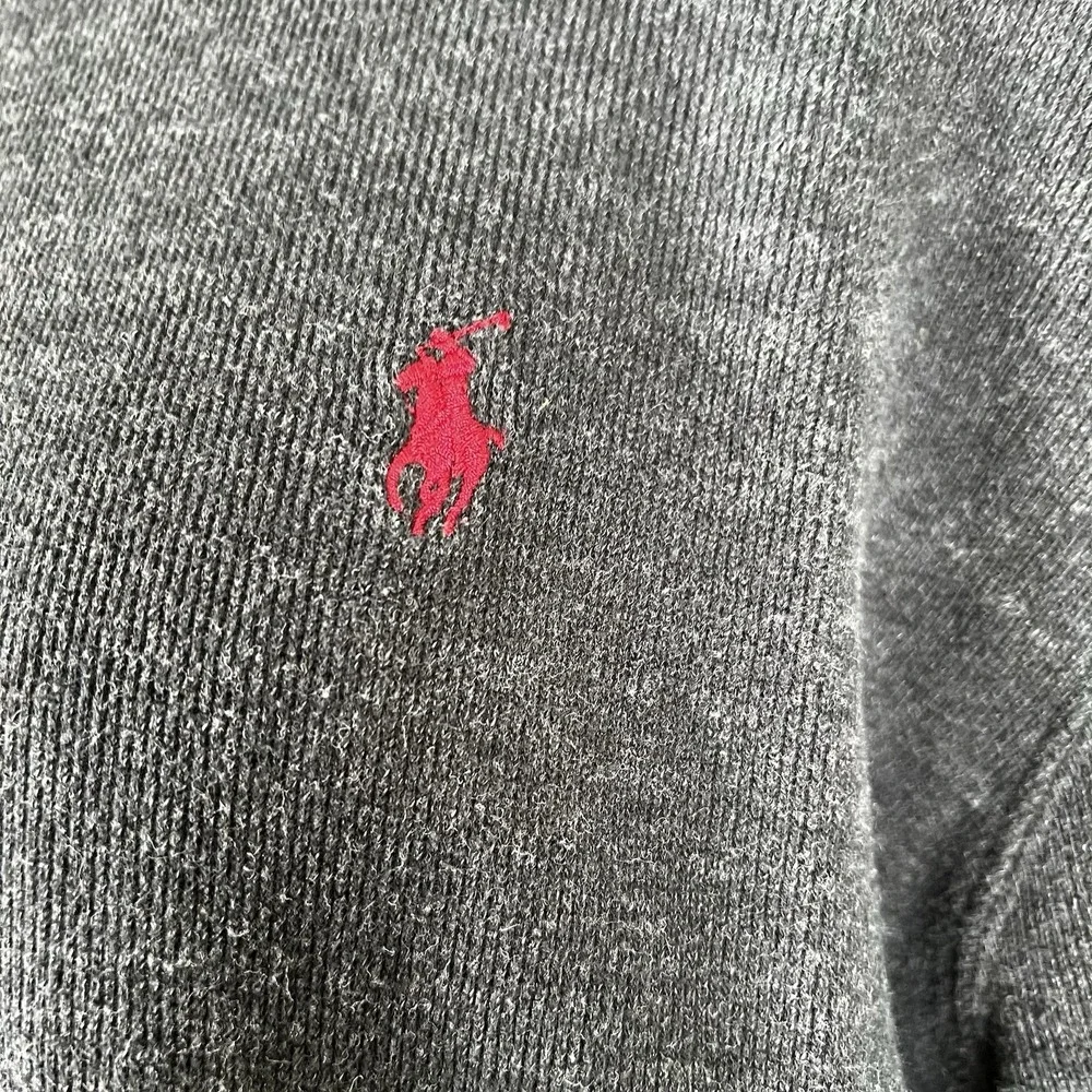 Polo Ralph Lauren Sweater Mens Sz 2XL XXL Gray 1/4 Zip Pullover Long Sleeve Pony